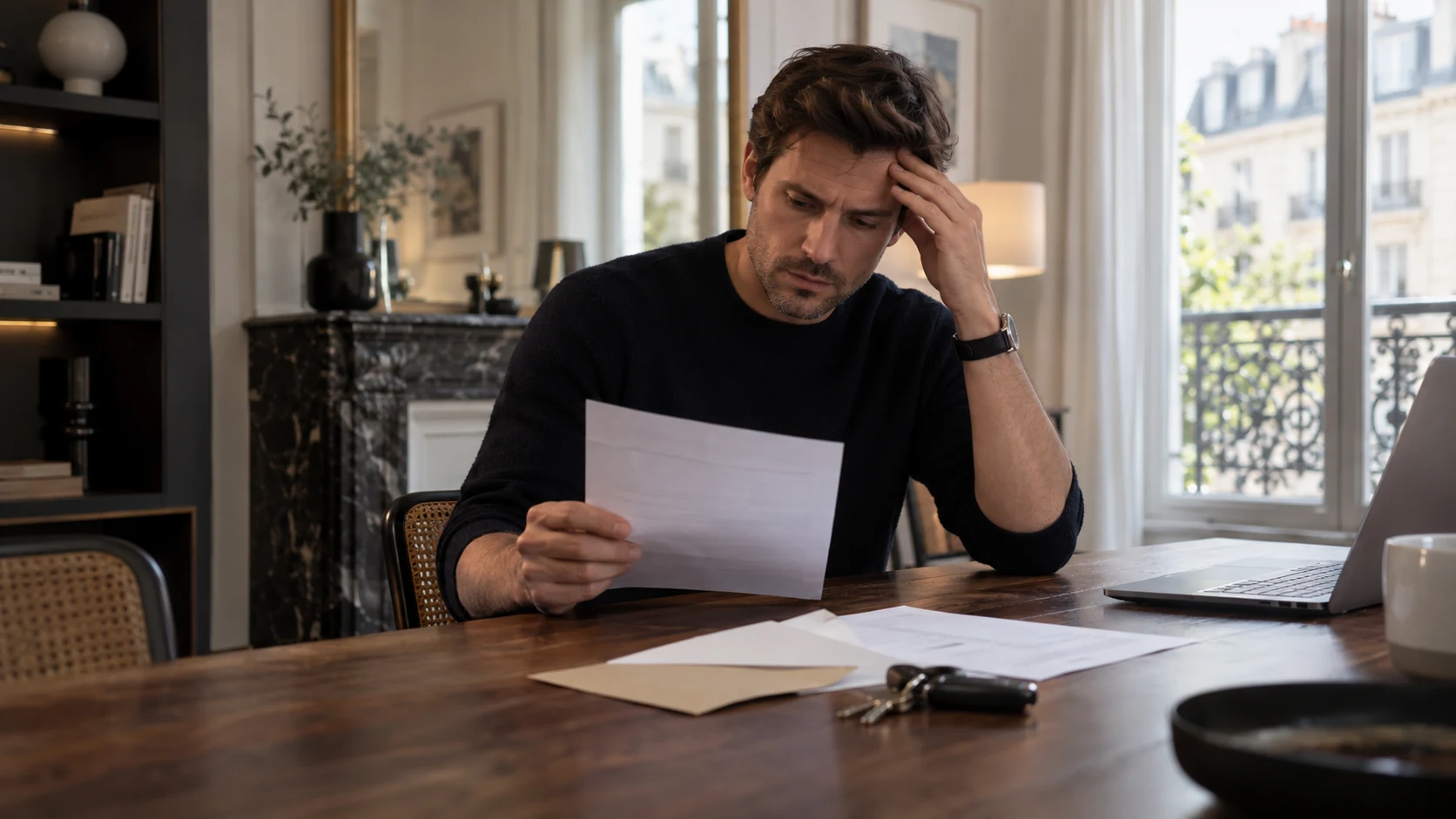 Conducteur consultant un courrier administratif après l'invalidation de son permis de conduire